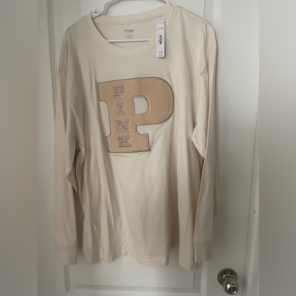 PINK Victoria's Secret Cream Tee with Subtle Logo